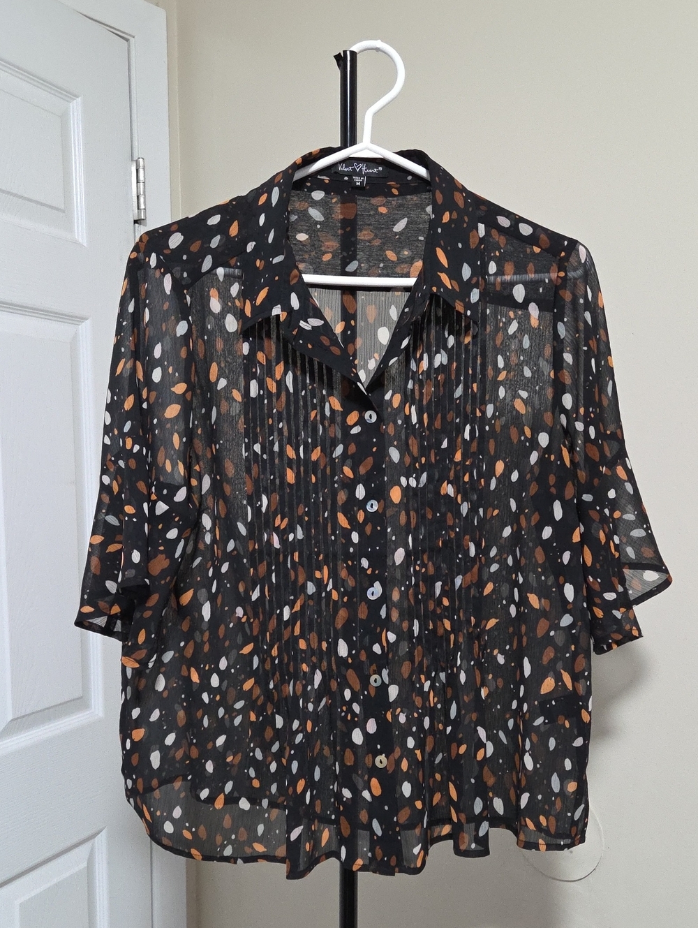 Velvet Heart Black Sheer Button-Up Blouse